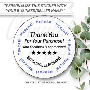 Mercari - 2" (inches) Thank You Round Sticker (96ct.) [GD37-96]